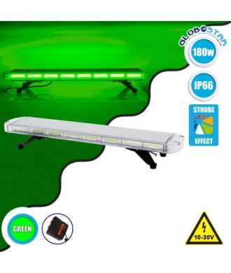 GloboStar® 85187 PRO Series Φάρος Σήμανσης Οχήματος Security - Ασφαλείας για Αυτοκίνητα & Φορτηγά 6 Προγραμμάτων Φωτισμού STROBE LED COB 180W DC 10-30V Αδιάβροχος IP66 Πράσινο